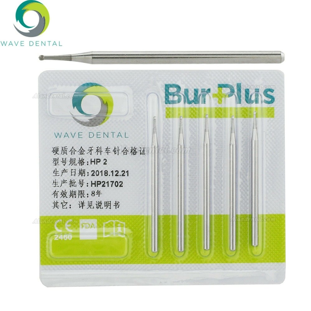 10Pcs Wave Dental Carbide Straight Handpiece Burs Round HP 2# Burs